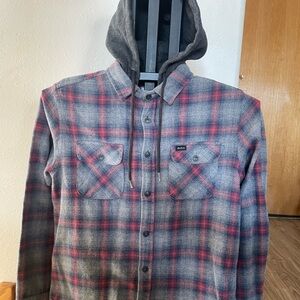 RVCA Blue and Red Plaid Hooded Flannel